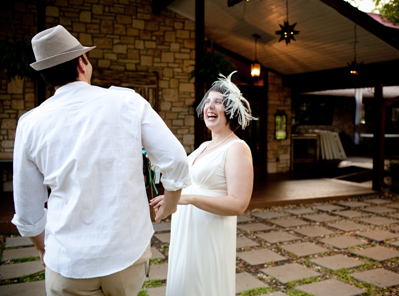 bride smiling laughing, inn at wild rose hall, austin weddings