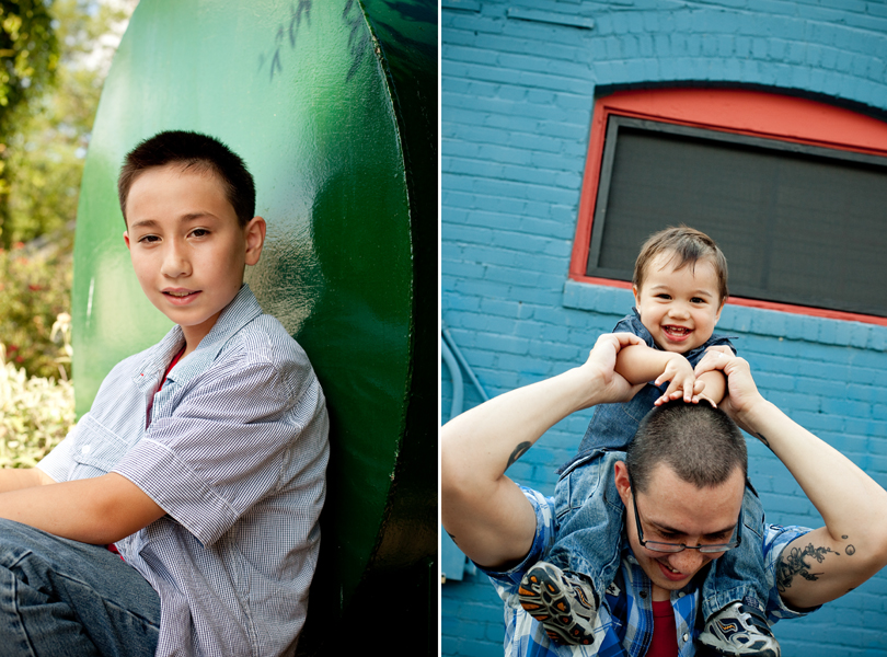 green blue red, baby on dads shoulders, Austin Family Photographer