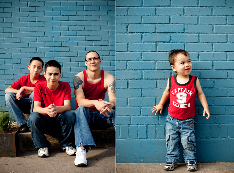Laughing family, fathers day portrait, red blue, toddler, South Congress Family Session