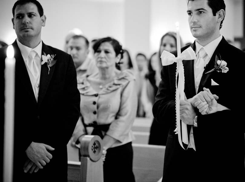 groom and family at the wedding service, Transfiguration Greek Orthodox Church wedding