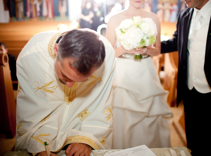 signing marriage certificate, Transfiguration Greek Orthodox Church