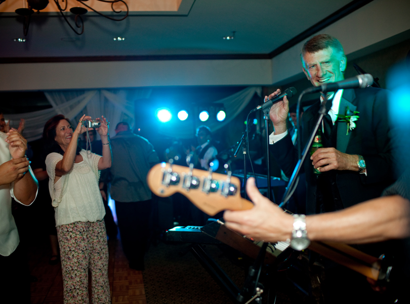 dad singing a tribute, The Pictures band, The Hills Country Club Wedding