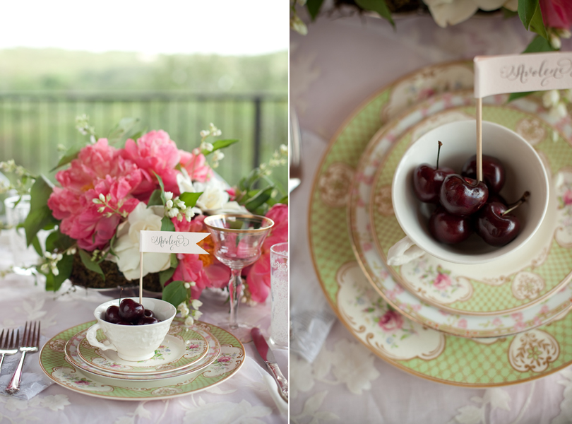 Austin Weddings, Camille Styles, The Byrd Collective, antiquaria vintage registry, cherries, pink flowers