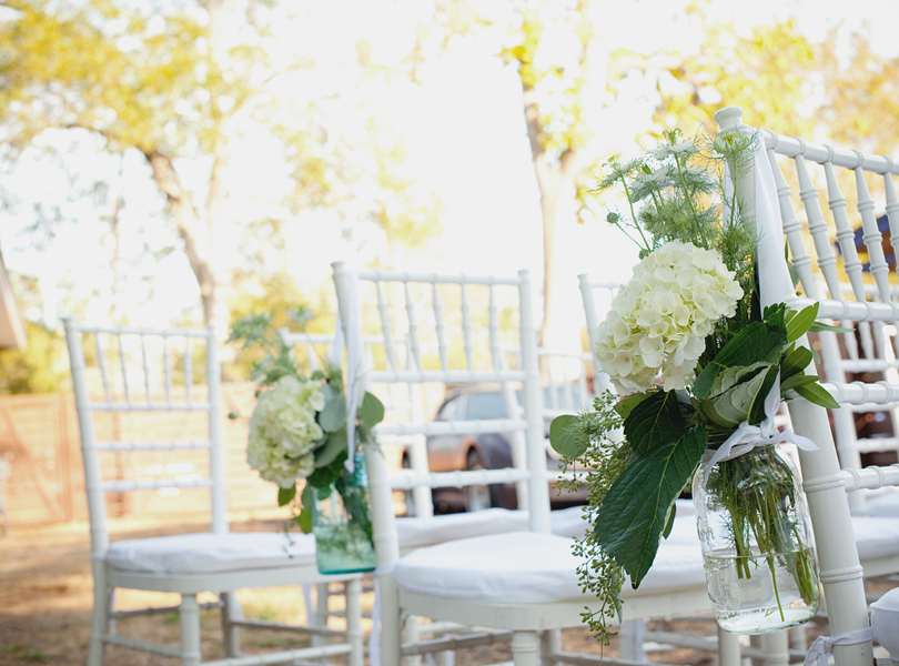 charming south austin backyard wedding, whole foods, DIY, austin wedding photography, blue mason jars, white hydrangea