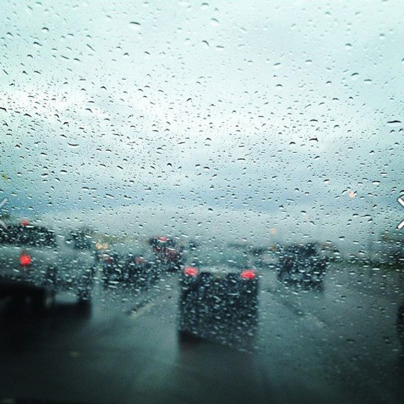 Instagram picture of driving in the rain in austin, tx