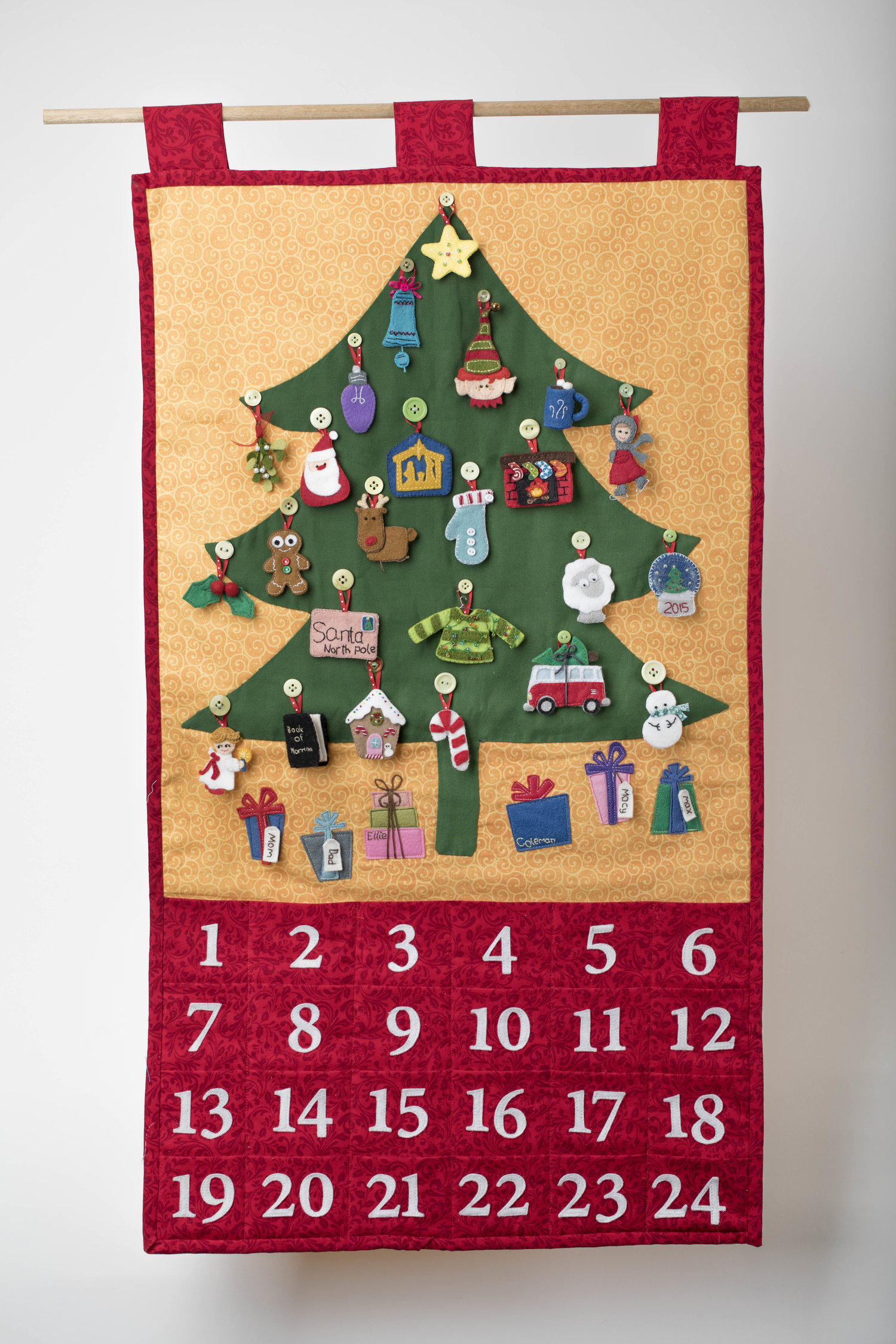 Vintage Christmas Sewing Pattern 18 Calico Fabric Advent Tree Centerpiece PDF Instant Digital Download Holiday Calendar Tabletop Tree E1