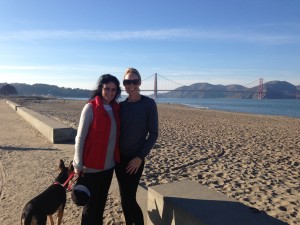 walking by Golden Gate Bridge
