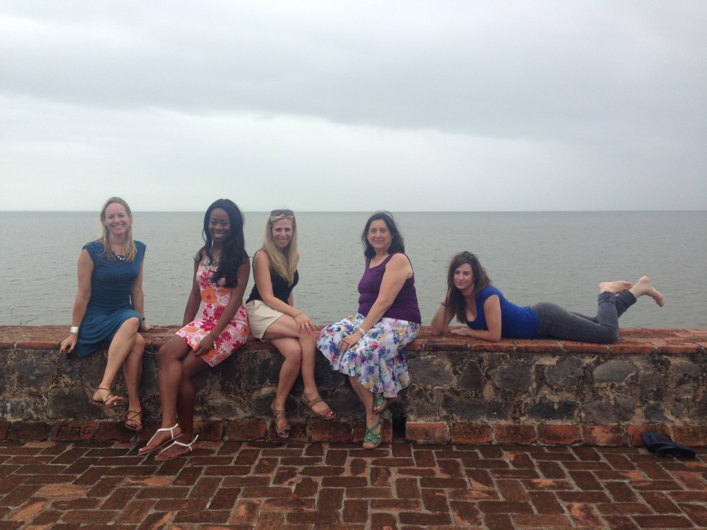 With Lake Nicaragua behind us, we pose for a quick moment before the rain soaked us!  :)