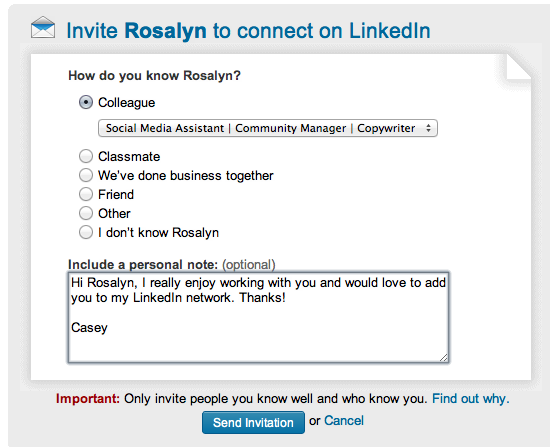 LinkedIn invitation networking