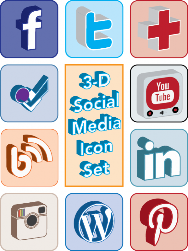 3D social media icon set