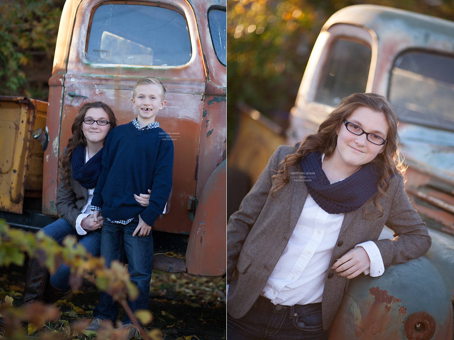 outdoor portraits of kids by old vintage truck walnut creek ca gretchen adams photography