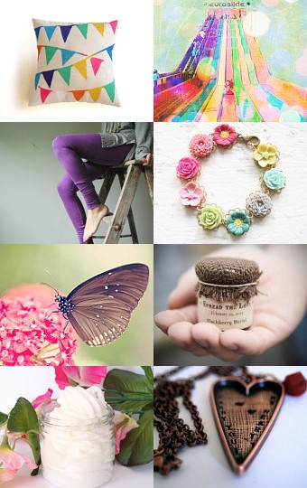 Butterflies rainbows pink purple etsy treasury curated by Jessica Nichols