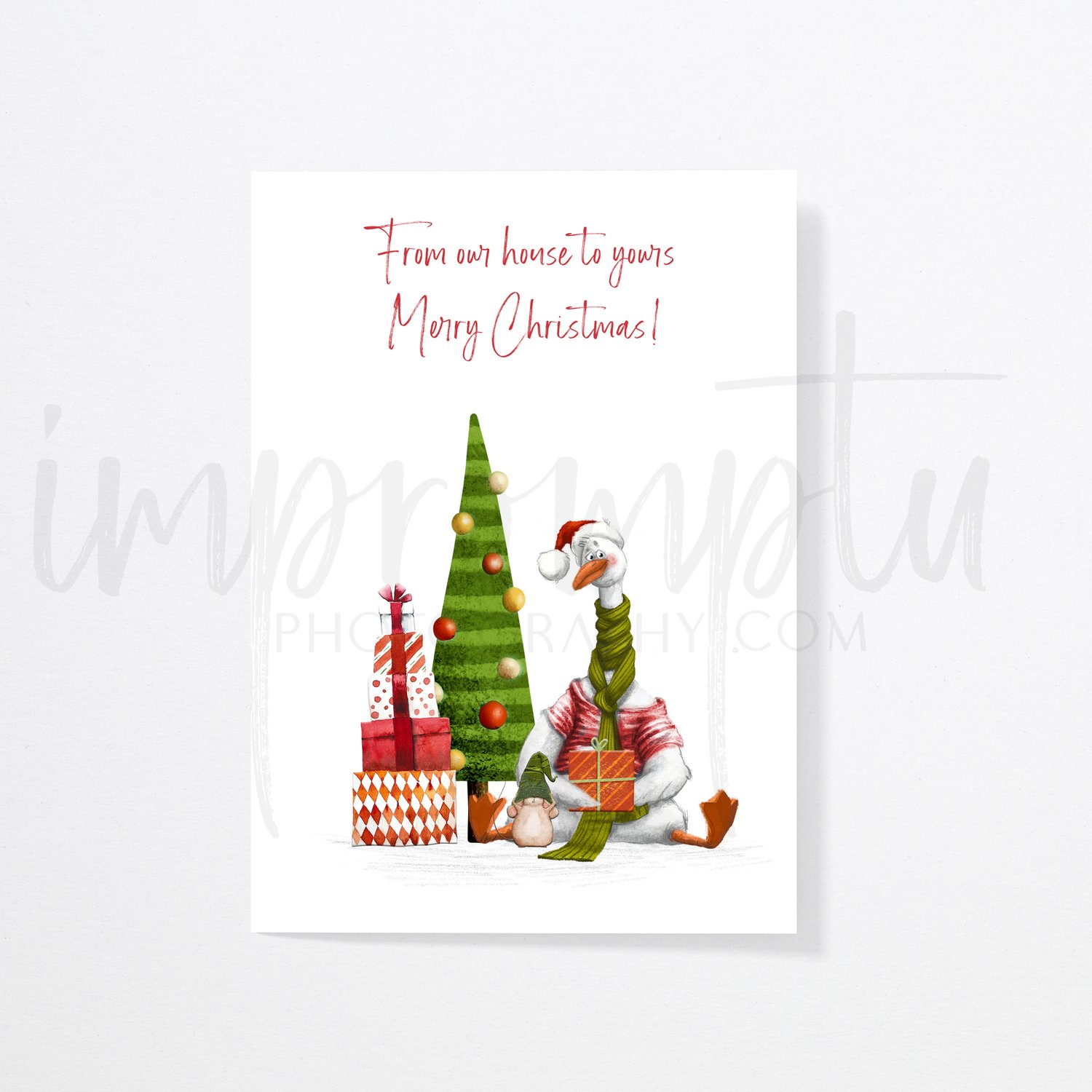 Printable Funny Goose and Mouse Christmas Card — Impromptu Photography