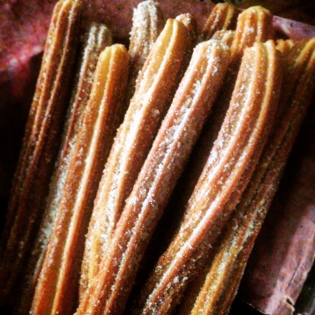 Our churros, looking sweet, hot, and tasty.