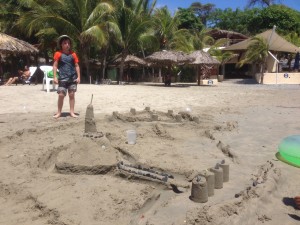 One day we spent a lot of time building this sand castle compound. It wasn't a lot of exercise, but it was a lot of fun.
