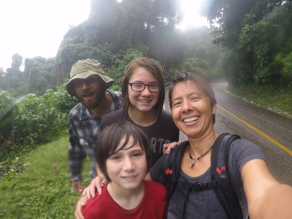 Everyone was giggly and happy on our walk back from Palenque to camp despite the rain. 