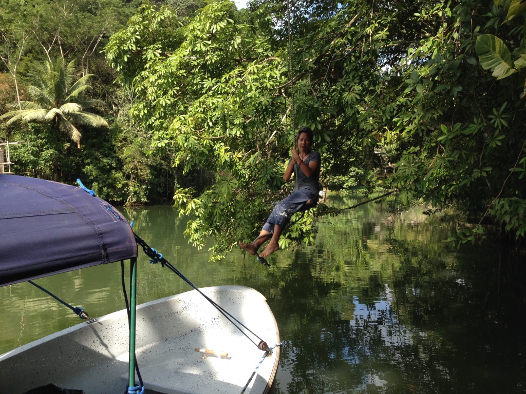The rope swing at our jungle lodge hotel saw a lot of action.