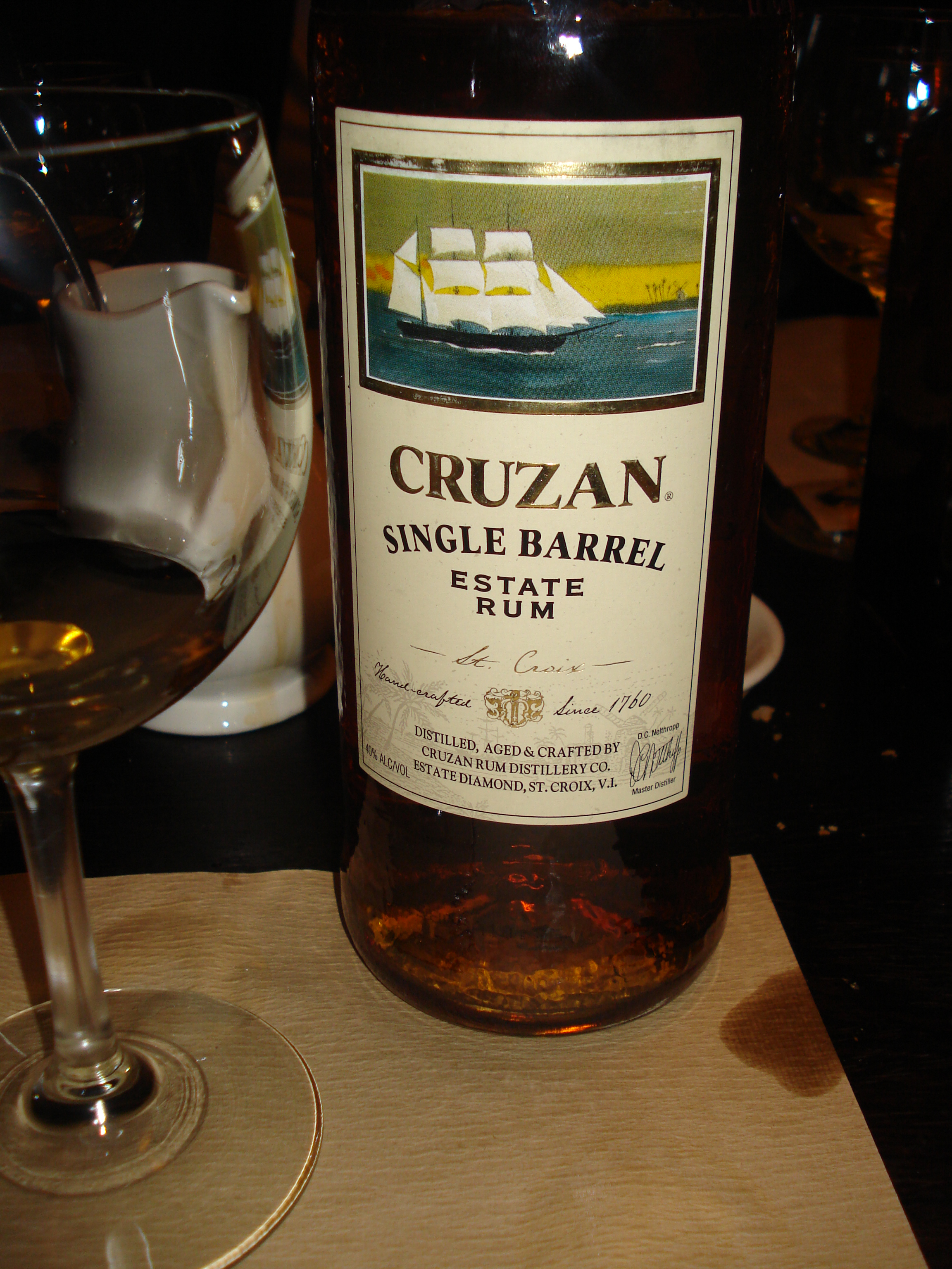 Cruzan Single Barrel, a blend of rums aged 5 to 12 years