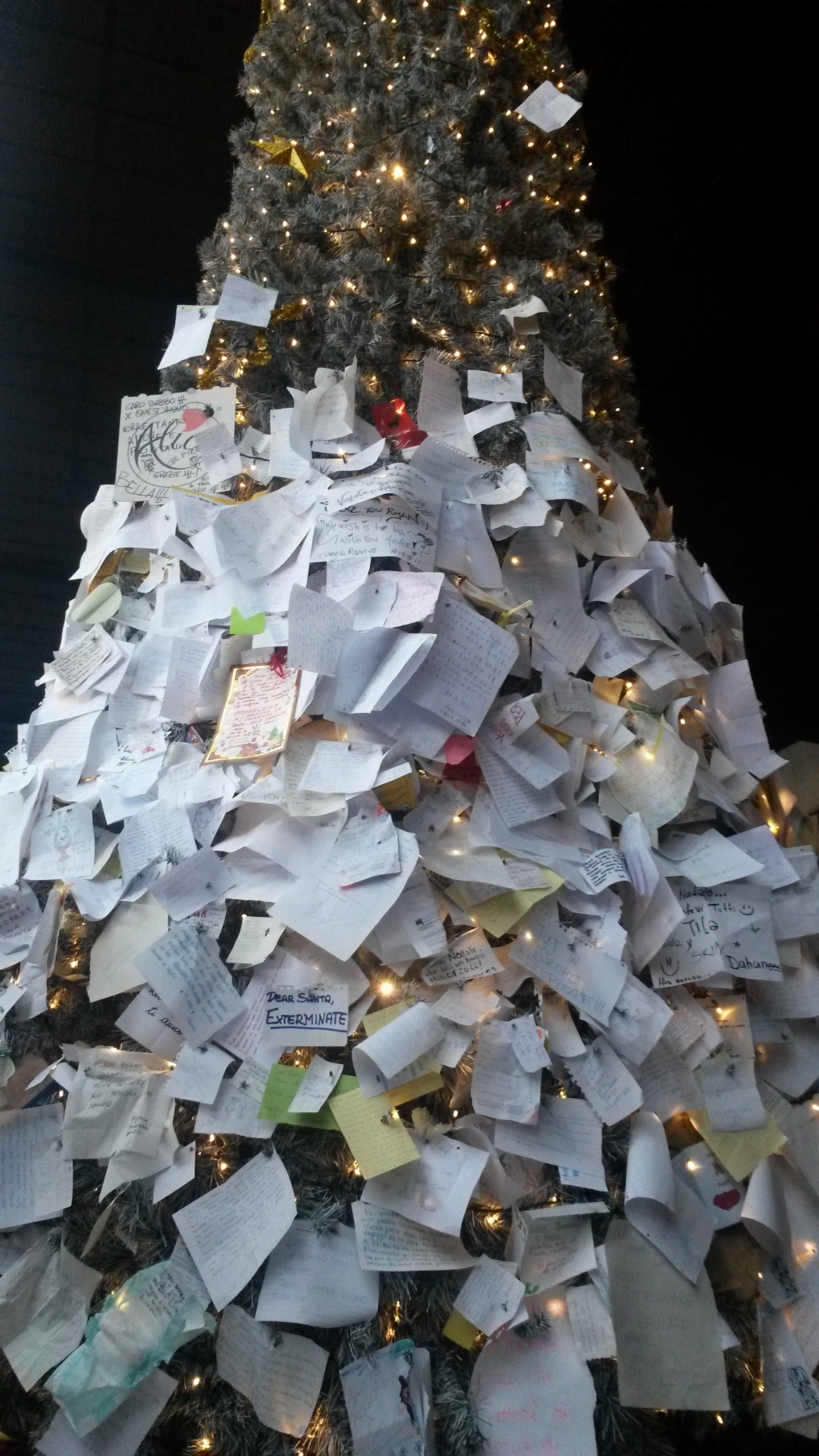 A Christmas tree in Italy covered with wishes.
