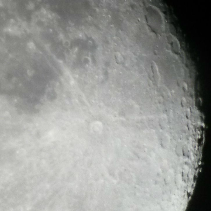 The edge of the moon viewed through a telescope on July 28, 2015.