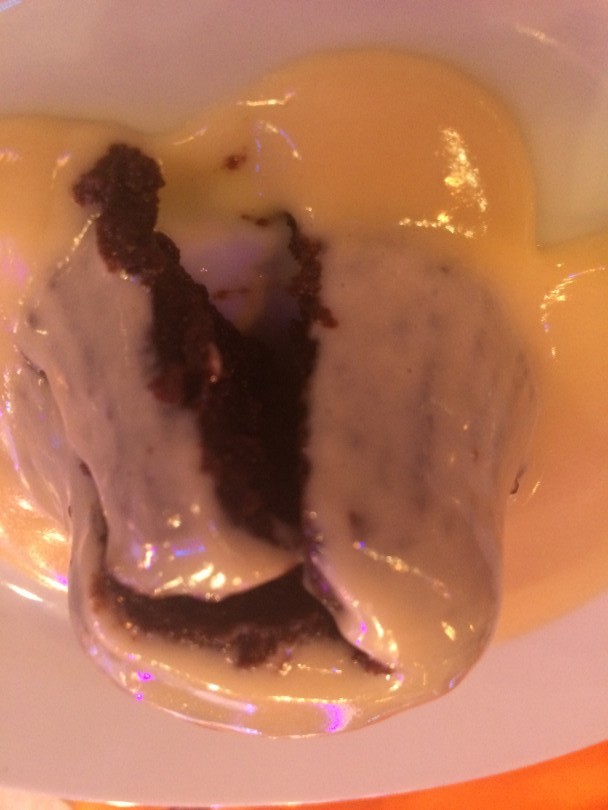 Warm chocolate pudding with Kerrygold Irish Cream Liquor custard
