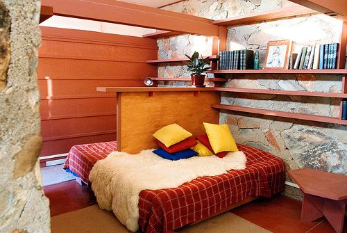 Bedroom at  Frank Lloyd Wright's Taliesin West, Arizona