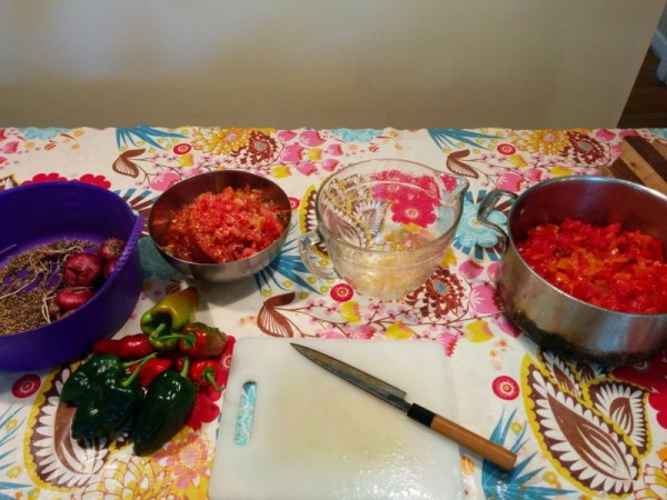 homemade salsa mise en place