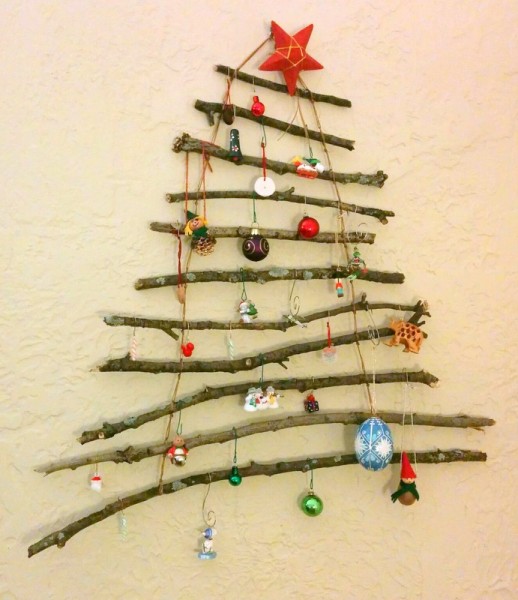 homemade twig christmas tree