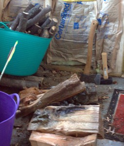 messy wood storage mudroom (2)