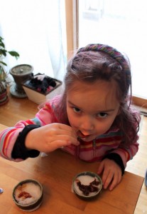 child eating snow cream