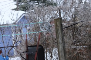 iced clothesline reel