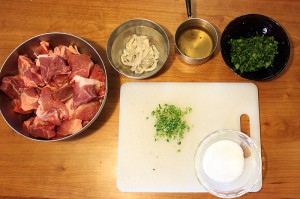 mise en place for homemade sausage