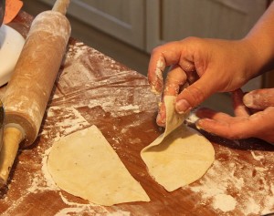 folding homemade samosa dough