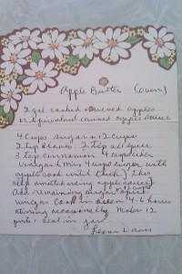 great grandma's handwritten apple butter recipe
