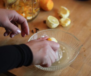 juicing meyer lemons for limoncello recipe