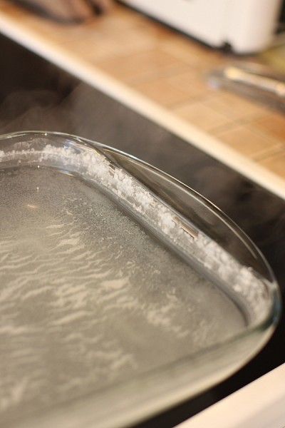 salt forming on sides of pan