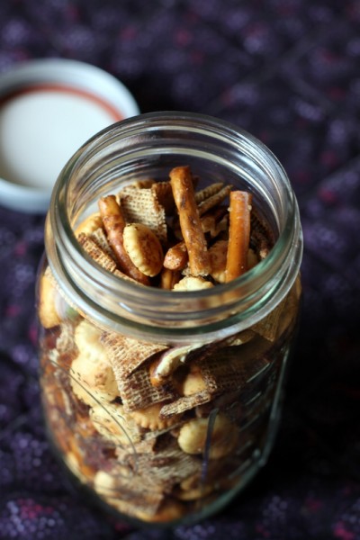 snack mix in a jar