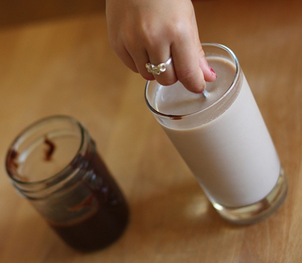 stirring chocolate milk