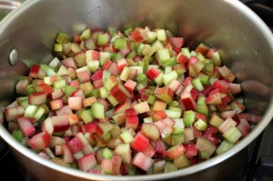chopped rhubarb for making jam