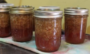 jars of rhubarb jam