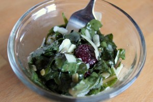 marinated kale salad with dried fruit and nuts recipe