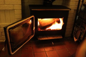 open wood stove