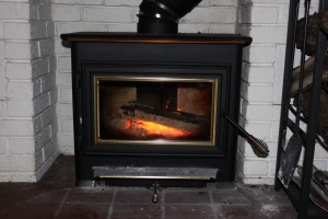 fire in wood stove