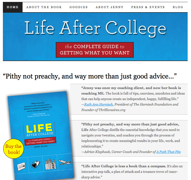 Life After College Book Website - Jenny Blake