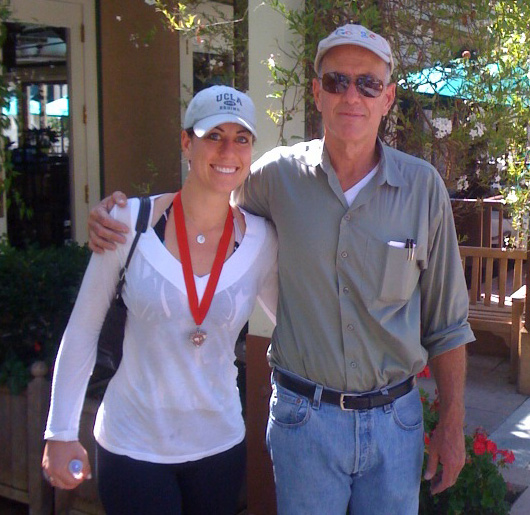 Me with my Dad on our way to breakfast after the race.
