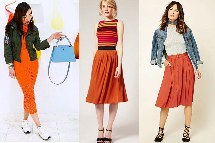 Minimum Midi Skirt light orange casual look Fashion Skirts Midi Skirts 
