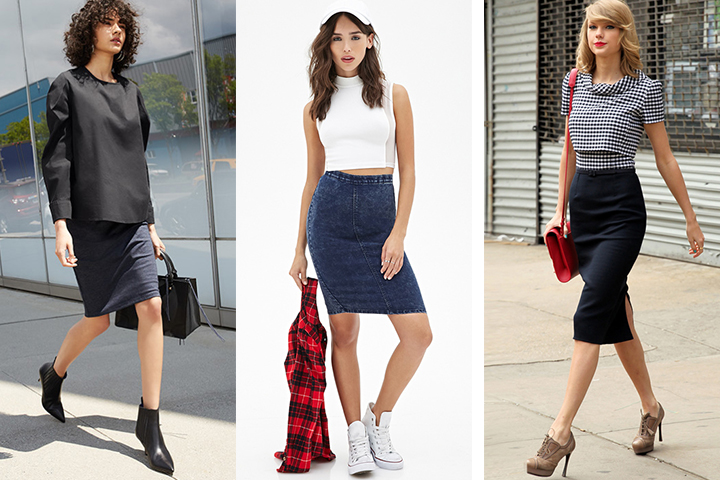 outfits with navy blue skirt