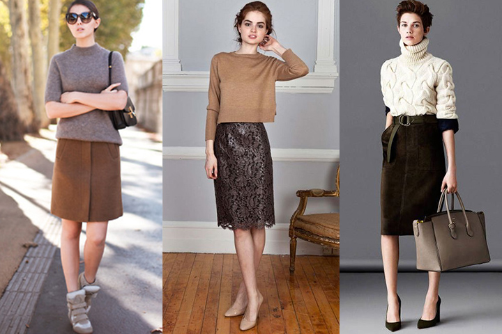 Brown pencil skirts | HOWTOWEAR Fashion