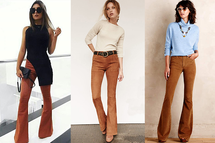 Camel flare jeans  HOWTOWEAR Fashion