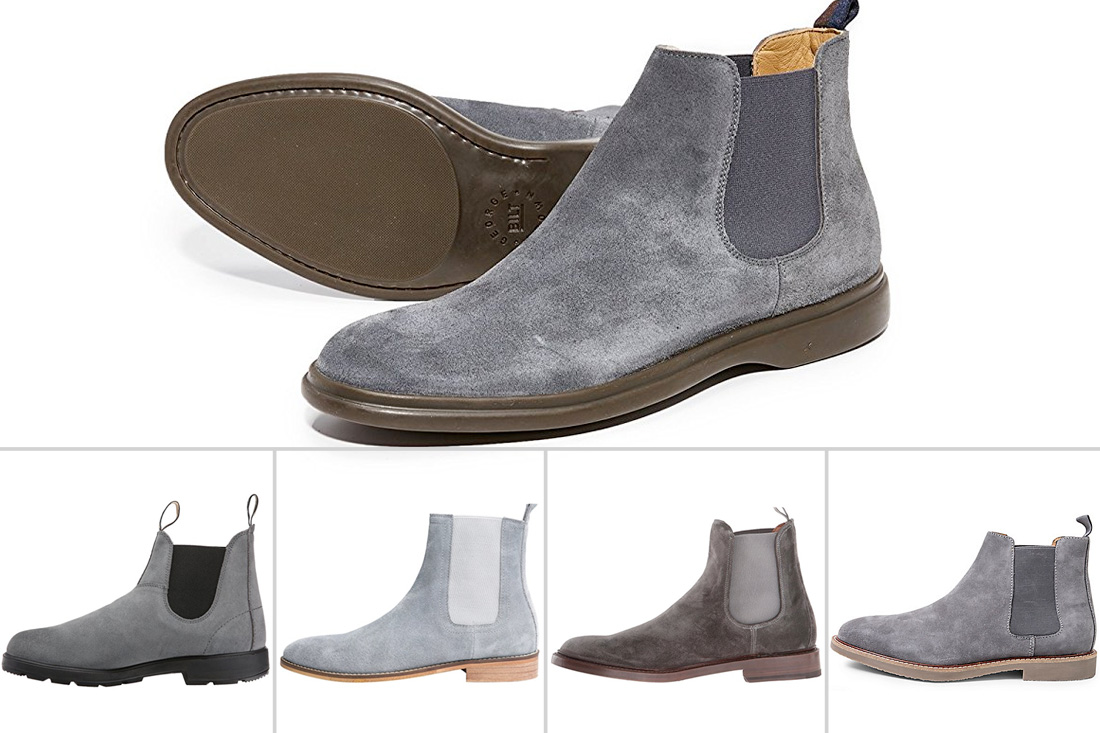 charcoal suede chelsea boots
